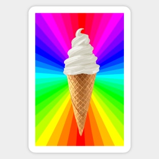 Rainbow Fluorescent Vanilla Ice Cream Cone Sticker